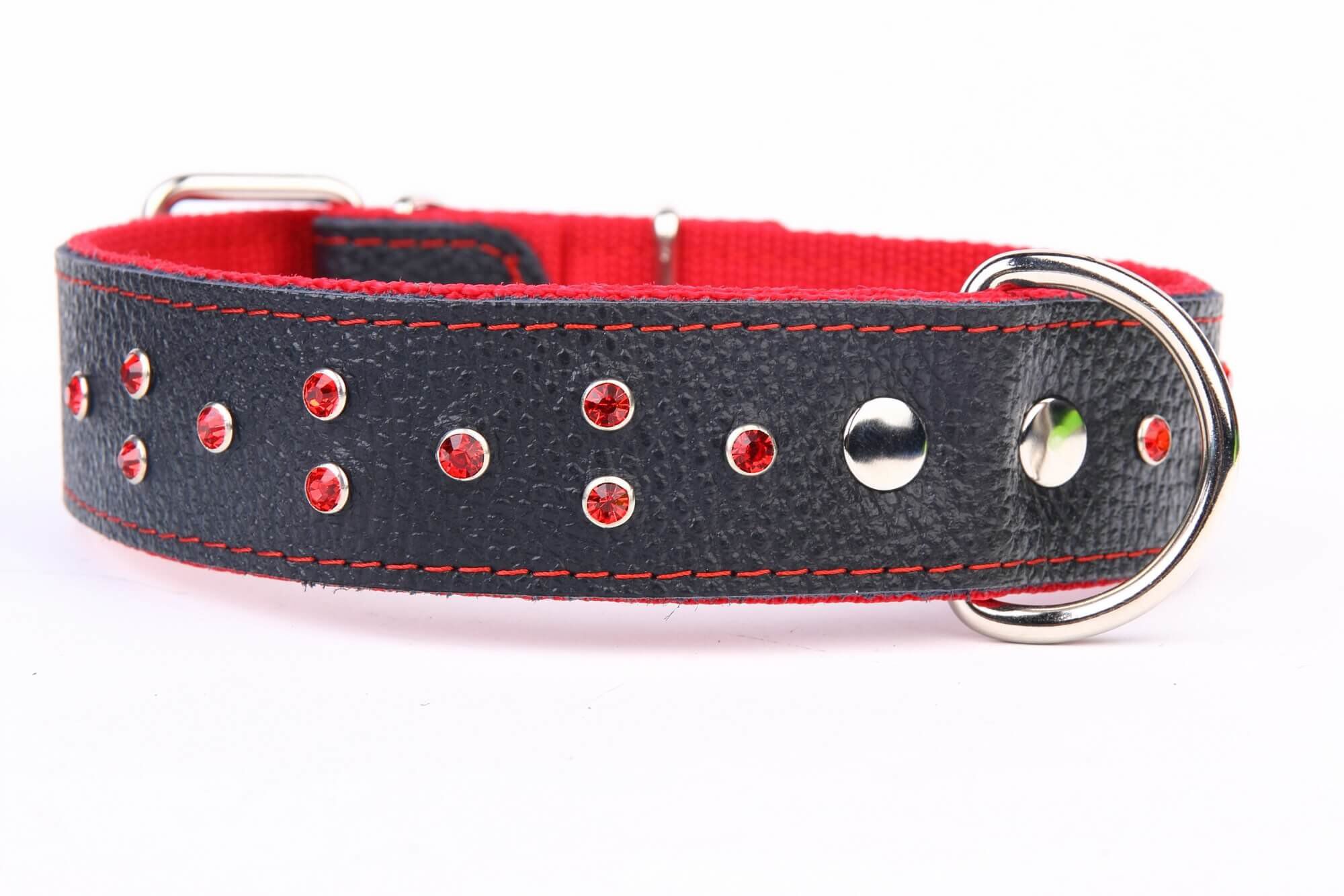 Yogipet - Collier Cuir Large Crystal Rouge pour Chien - T55 38/49cm Image num&eacute;ro 1