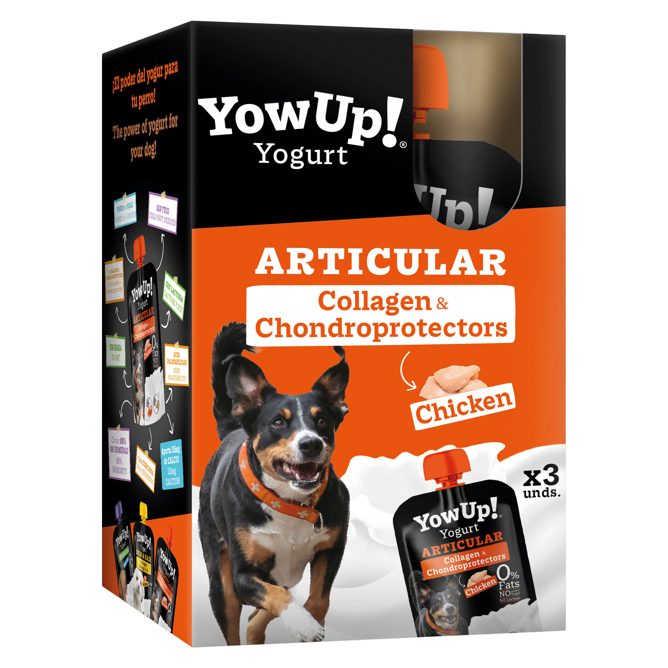 Yowup - Yaourt Articular Collag&egrave;ne & Chondroprotectors au Poulet pour Chiens - 3x115g Image num&eacute;ro 1