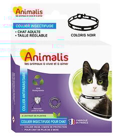 Animalis - Collier Antiparasitaire Noir pour Chat - 35cm