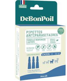DeBonPoil - Pipettes Antiparasitaires et Apaisantes pour Chien de Moyenne Taille - x3