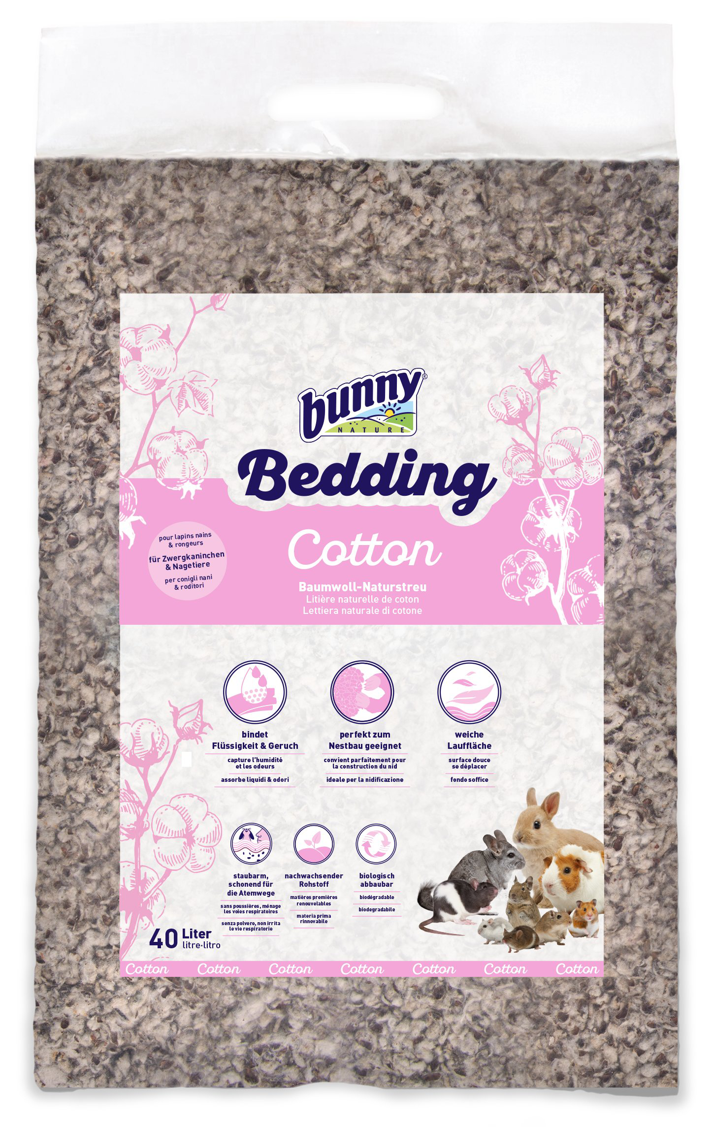 BunnyNature - Liti&egrave;re naturelle coton Bedding Cotton - 40 l Image num&eacute;ro 1