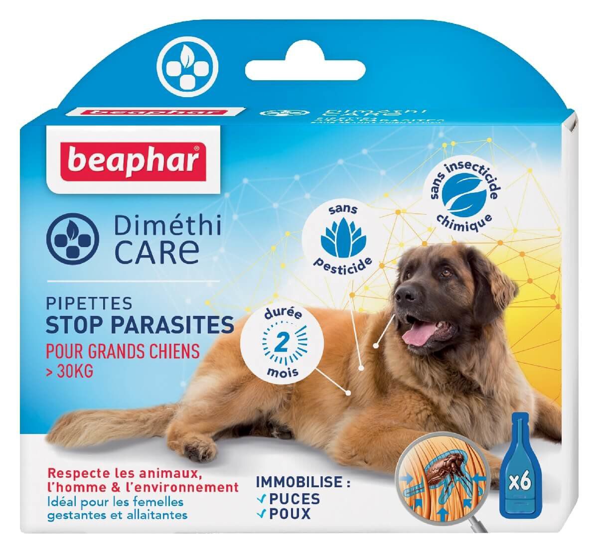 Dim&eacute;thiCARE - Pipettes STOP L Parasites pour Grand Chien - 6x4ml Image num&eacute;ro 1