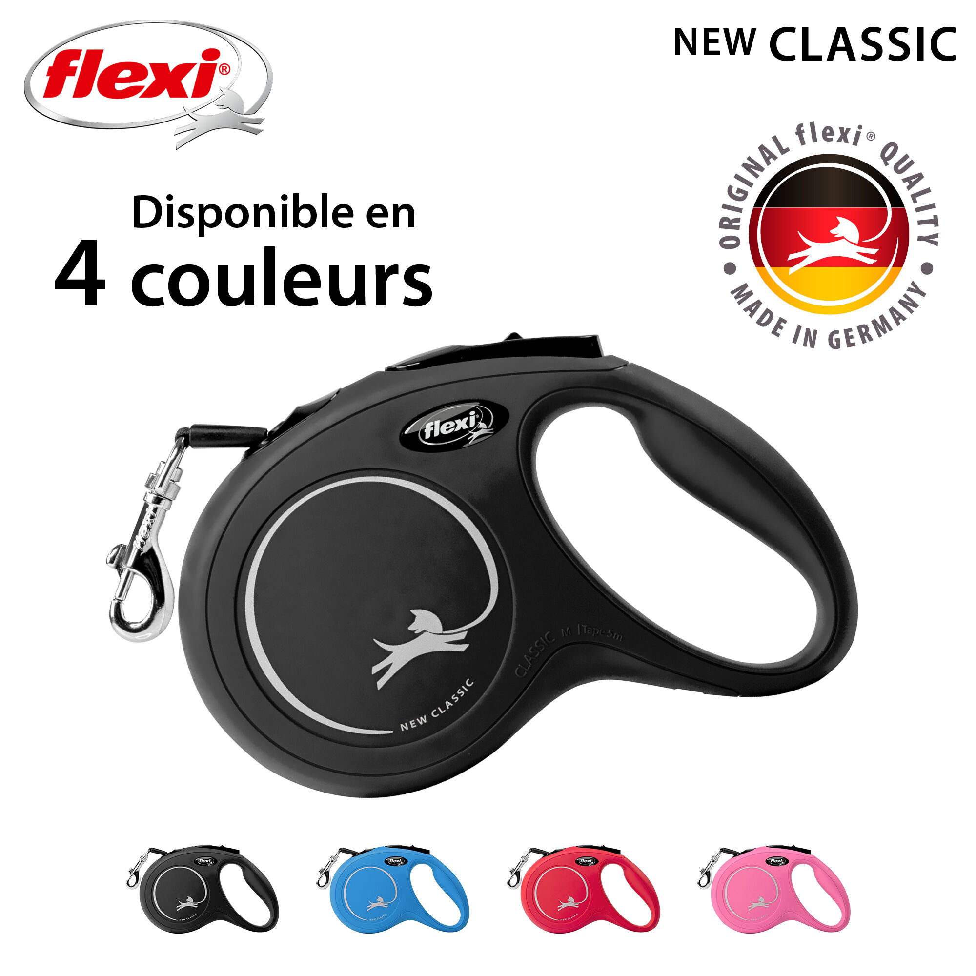 Flexi - Laisse A Enrouleur Classic Sangle Noir M pour Chiens - 5m Image num&eacute;ro 5