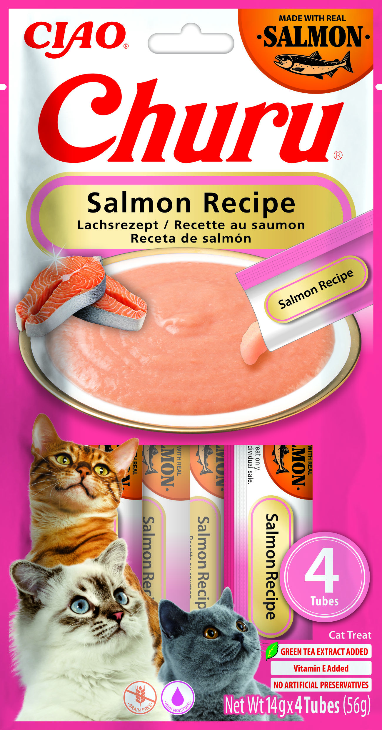 Inaba - Friandises Churu en Pur&eacute;e au Saumon pour Chats - 4x14g Image num&eacute;ro 1