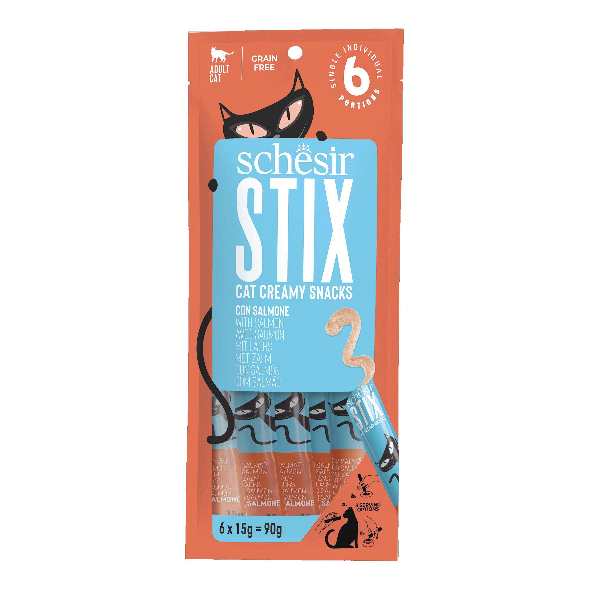 Schesir - Friandises Stix Cr&eacute;meux Au Saumon Pour Chats - 6x15g Image num&eacute;ro 1
