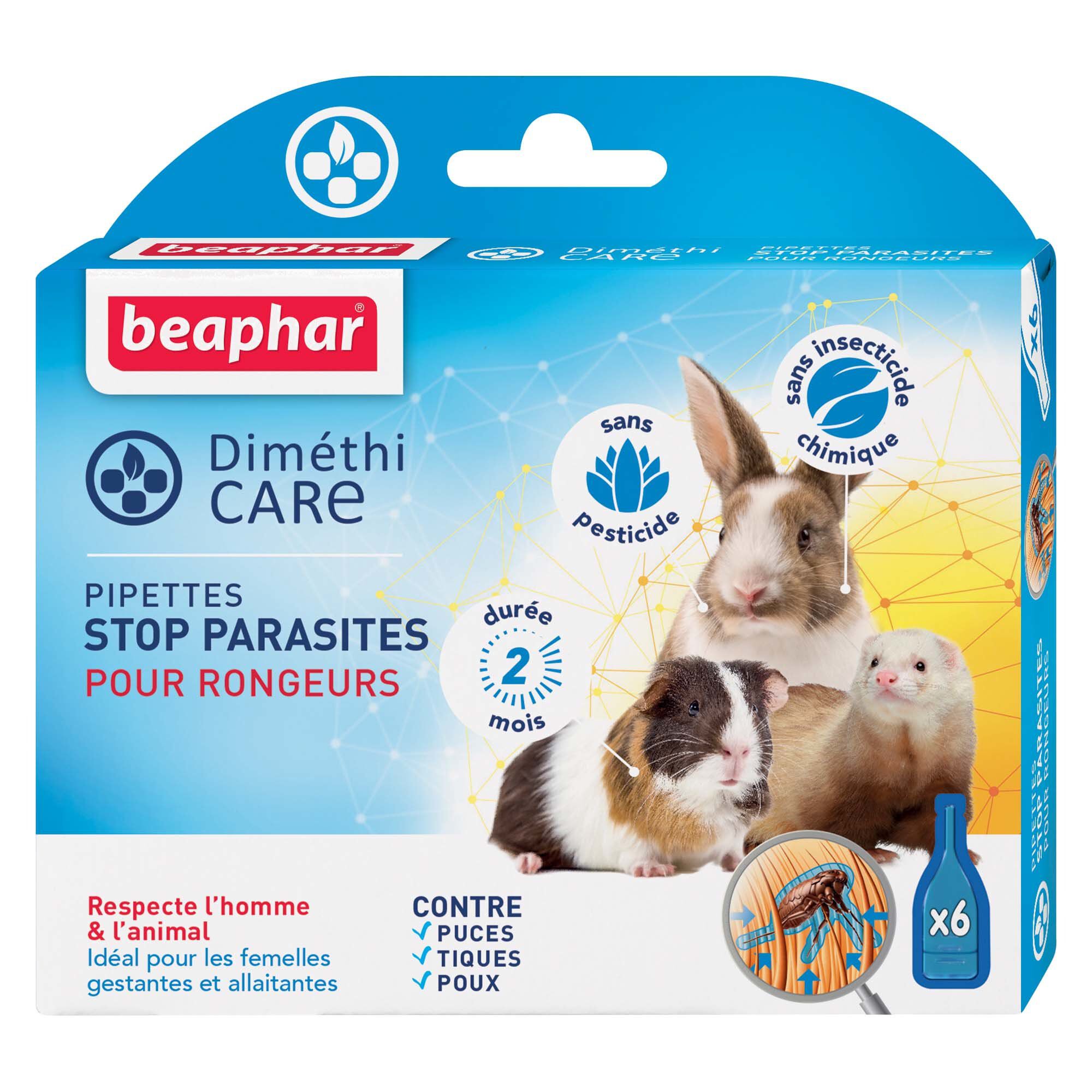 Beaphar - Dim&eacute;thiCARE pipettes stop parasites pour rongeurs - 6 x 0,75ml Image num&eacute;ro 1