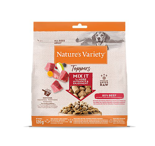 Nature's Variety - Bouch&eacute;es Toppers Freeze au B&oelig;uf pour Chiens - 120g Image num&eacute;ro 1