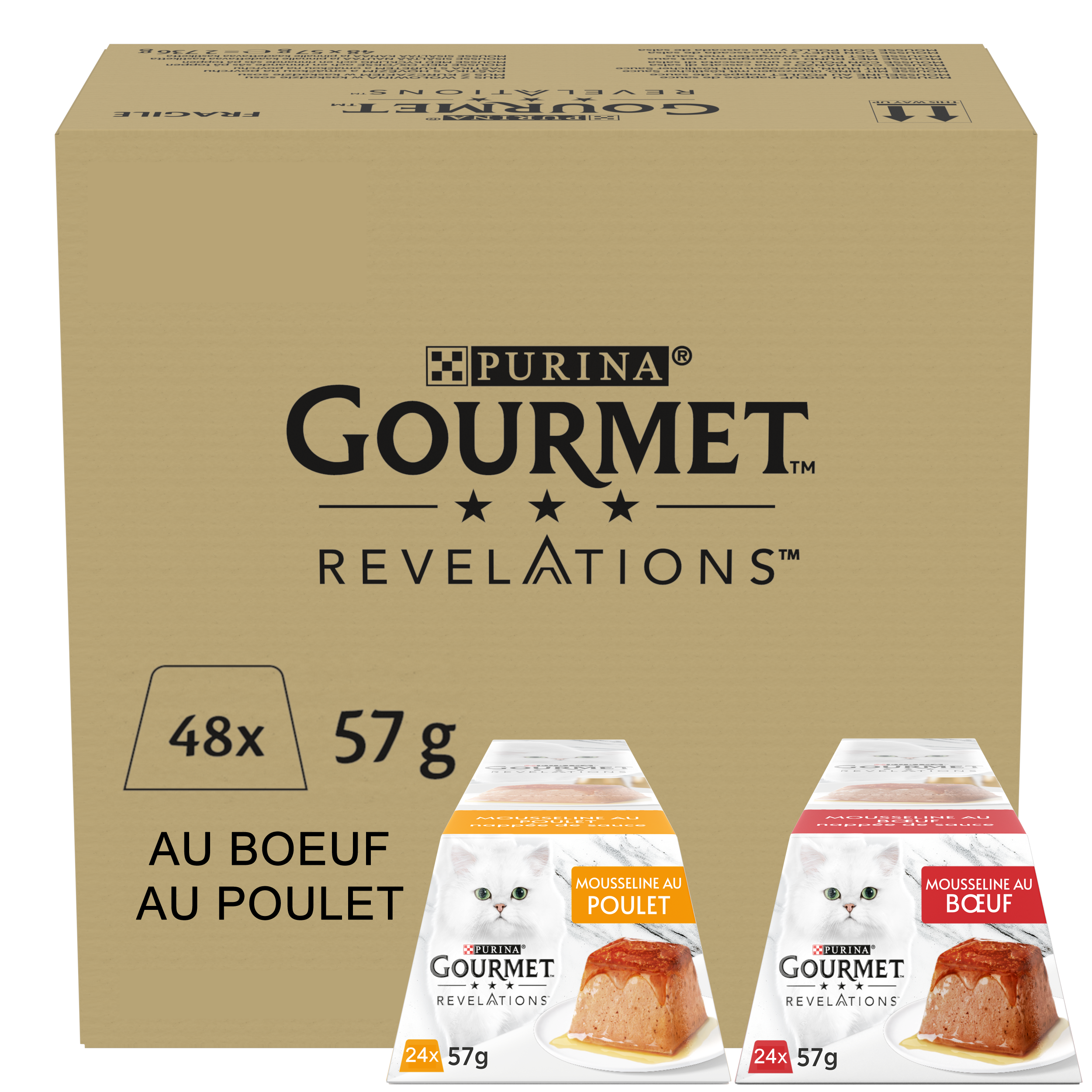 Gourmet - Portions Repas Revelations Mousseline Poulet et B&oelig;uf pour Chats - 48x57g Image num&eacute;ro 1