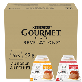 Gourmet - Portions Repas Revelations Mousseline Poulet et Bœuf pour Chats - 48x57g