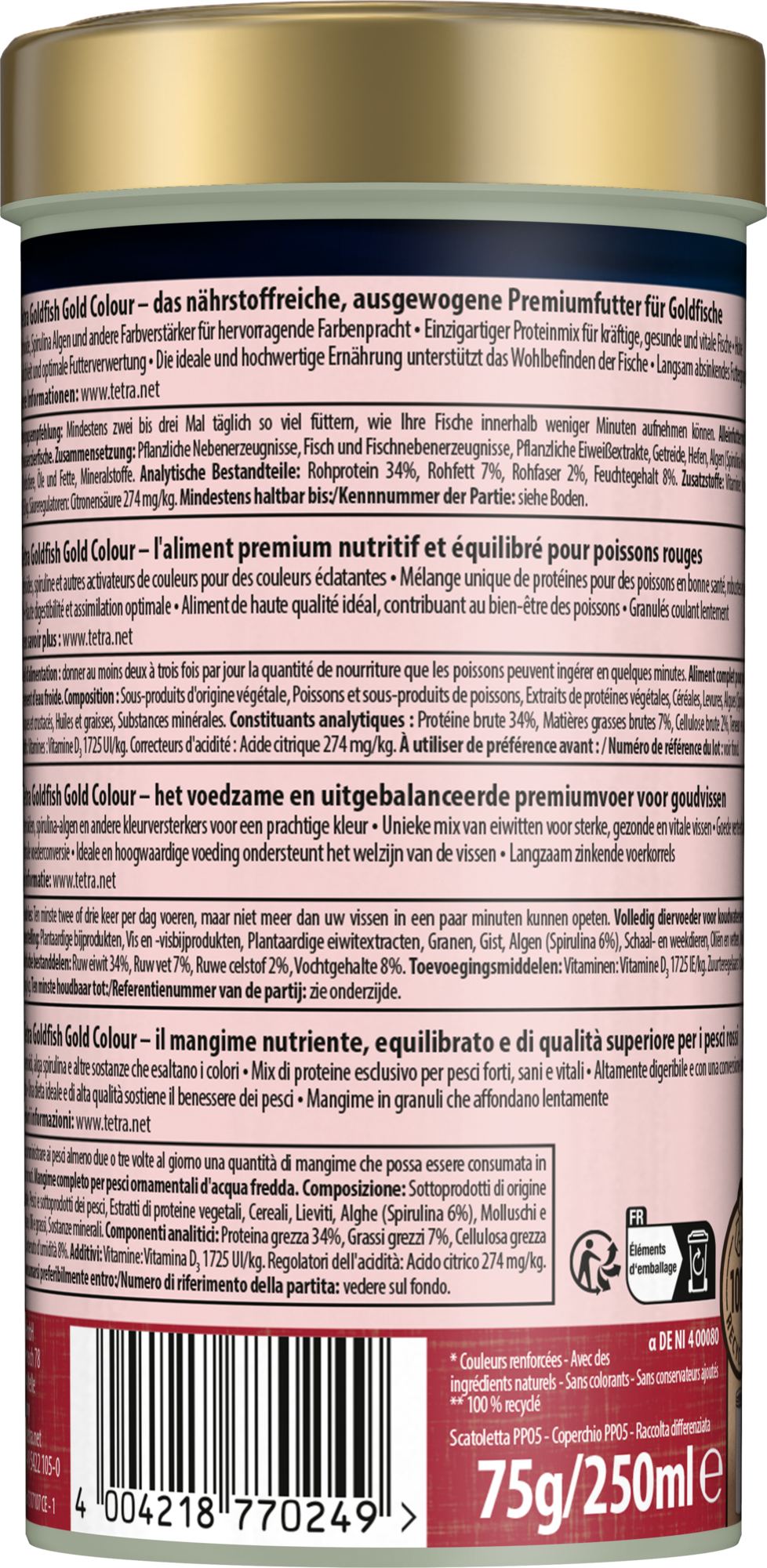 Tetra - Aliment Goldfish Gold Colour pour Poissons Rouges - 250ml Image num&eacute;ro 4