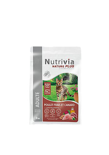 Nutrivia Nature Plus - Croquettes Naturelles au Poulet et Canard pour Chats Adultes - 2kg Image num&eacute;ro 1