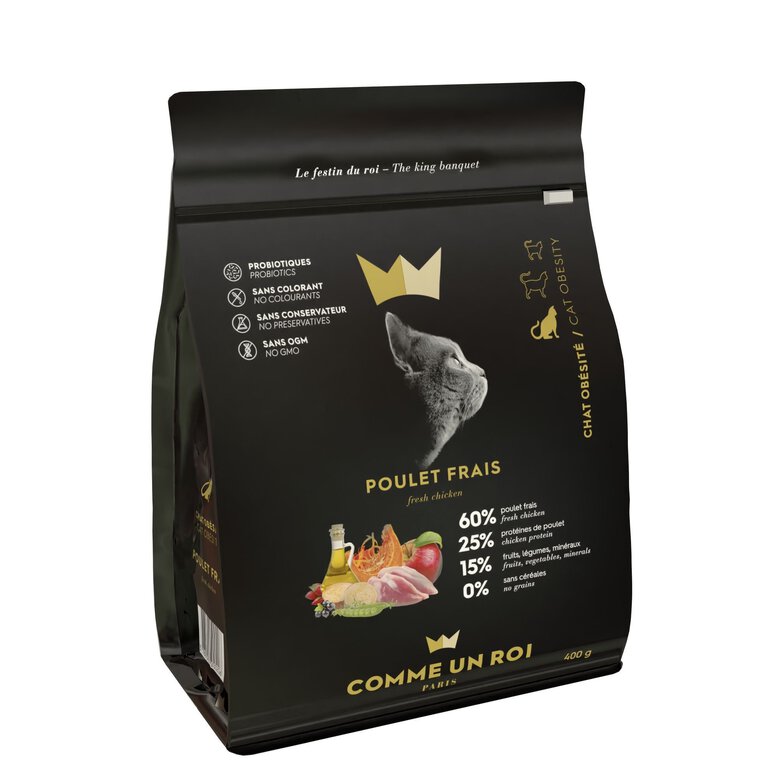Comme Un Roi - Croquettes Obesity au Poulet Frais pour Chat - 400g Image numéro 1 Comme Un Roi - Croquettes Obesity au Poulet Frais pour Chat - 400g Image numéro 1