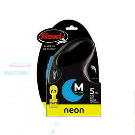 Flexi - Laisse Enrouleur Neon Sangle Bleu - M/5m