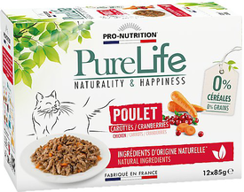 Flatazor - Pochons PURELIFE Effilés en Sauce au Poulet pour Chat - 12x85g