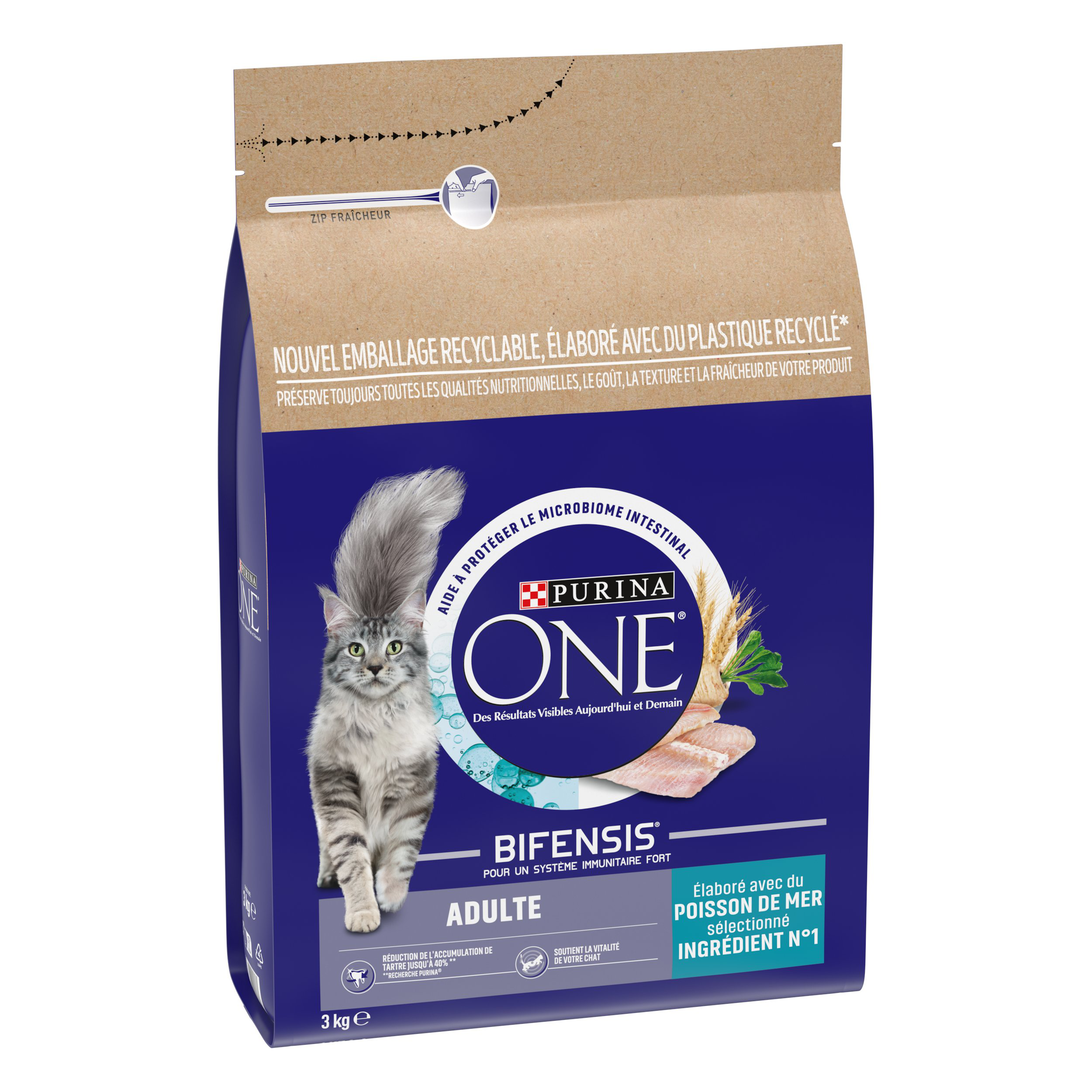 Purina One - Croquettes au Poisson et C&eacute;r&eacute;ales pour Chat Adulte - 3Kg Image num&eacute;ro 2