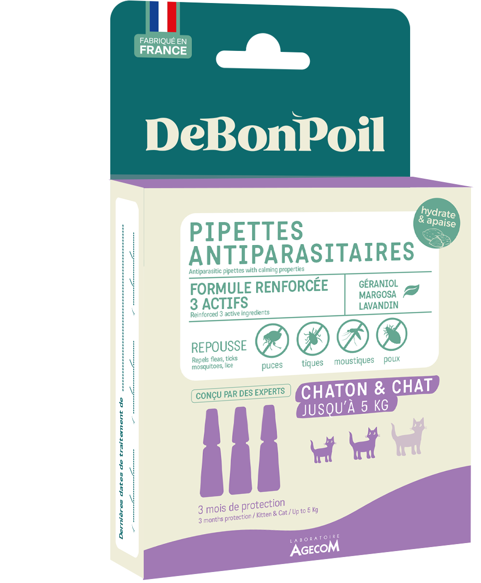 DeBonPoil - Pipettes Antiparasitaires et Apaisantes pour Chat et Chaton - x3 Image num&eacute;ro 1
