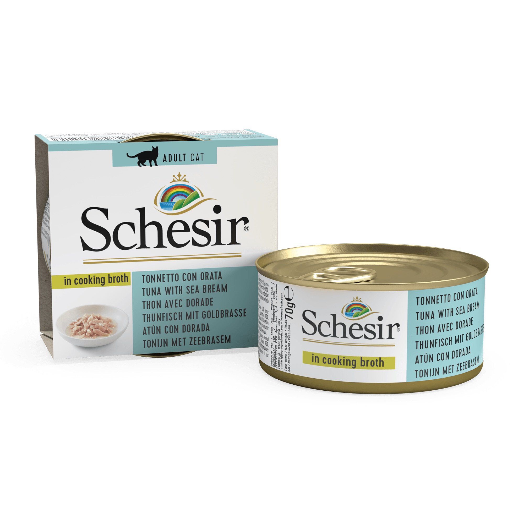 Schesir - P&acirc;t&eacute;e en Gel&eacute;e Thon et Daurade En Bouillon Pour Chats - 70g Image num&eacute;ro 1