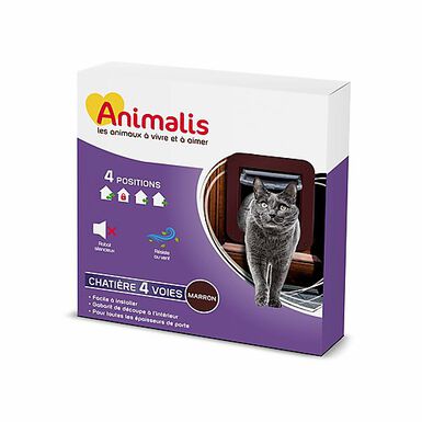 Animalis - Chatière 4 Voies pour Chat - Marron