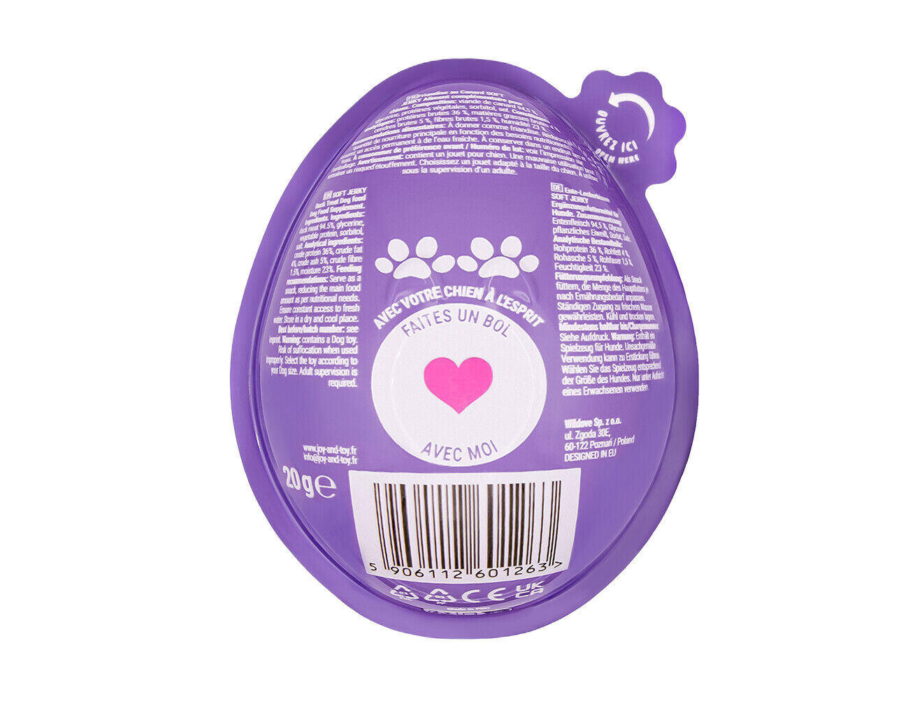 Joy & Toy - &OElig;uf Surprise Snack Soft Jerky au Canard + Jouet - 20g Image num&eacute;ro 2