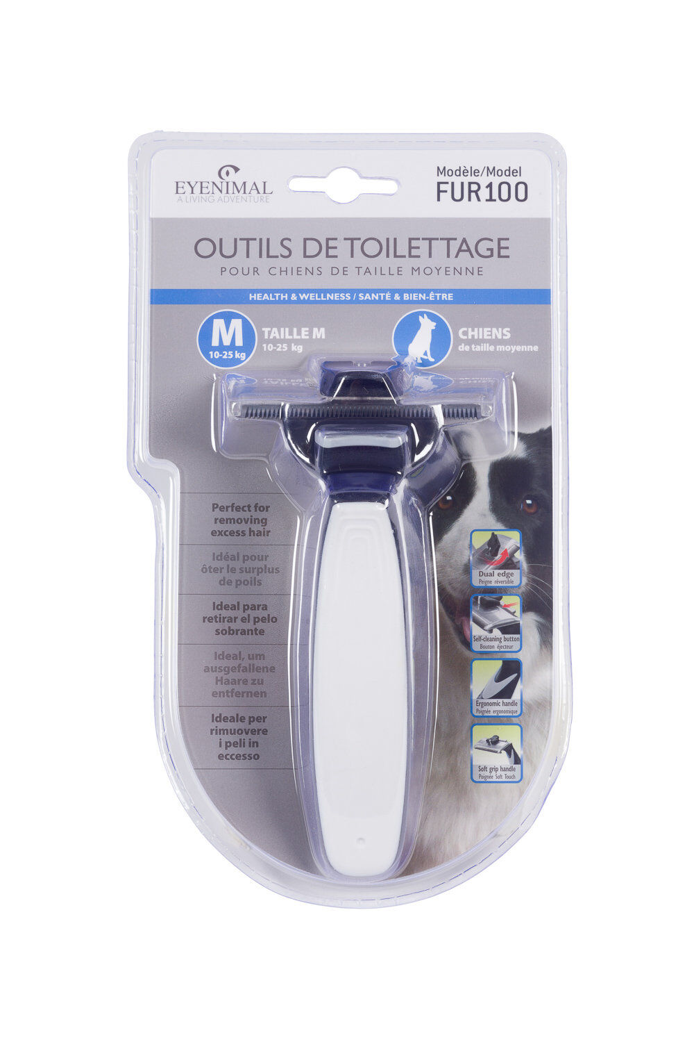 Eyenimal - Brosse Fur100 Anti-Mue pour Chiens et Chats - M Image num&eacute;ro 5