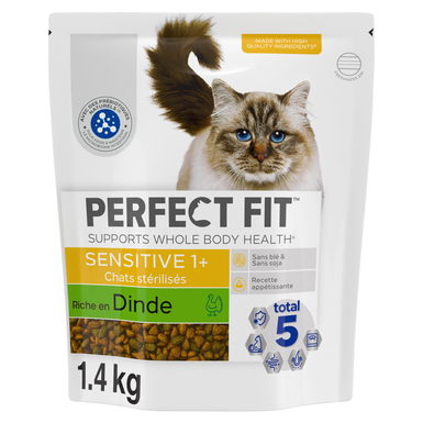 PERFECT FIT - Croquettes SENSITIVE 1+ Dinde chat adulte sensible stérilisé - 1,4kg
