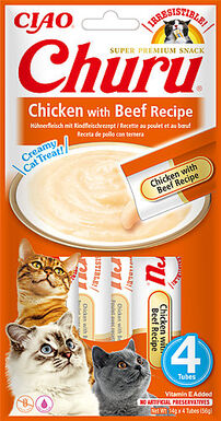 Inaba - Friandises Churu Poulet et Bœuf pour Chats - 4x14g