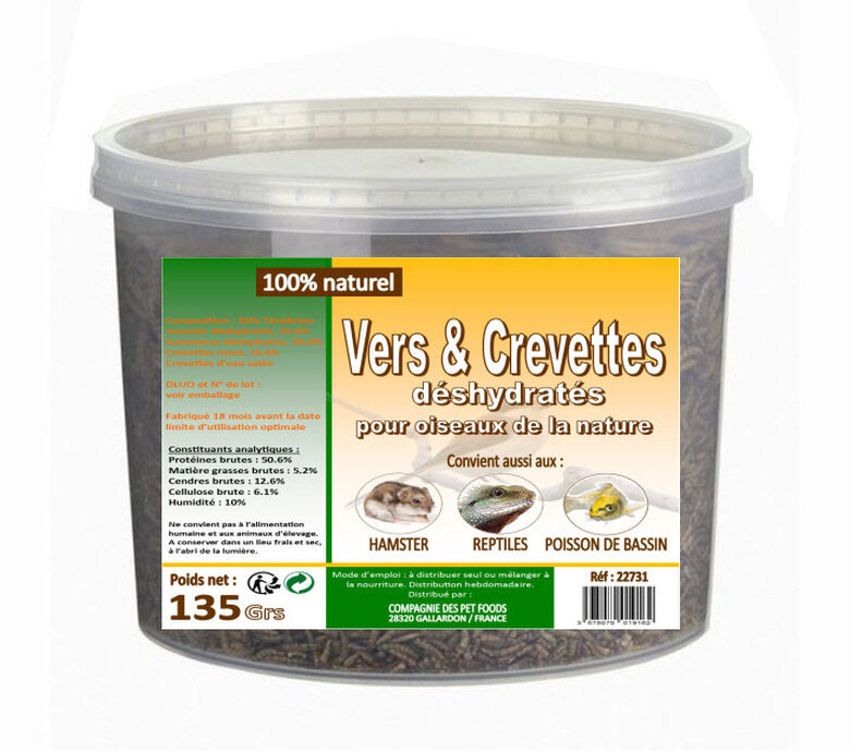 Lifland - Vers et Crevettes pour Basse Cour - 135g Image numéro 1 Lifland - Vers et Crevettes pour Basse Cour - 135g Image numéro 1