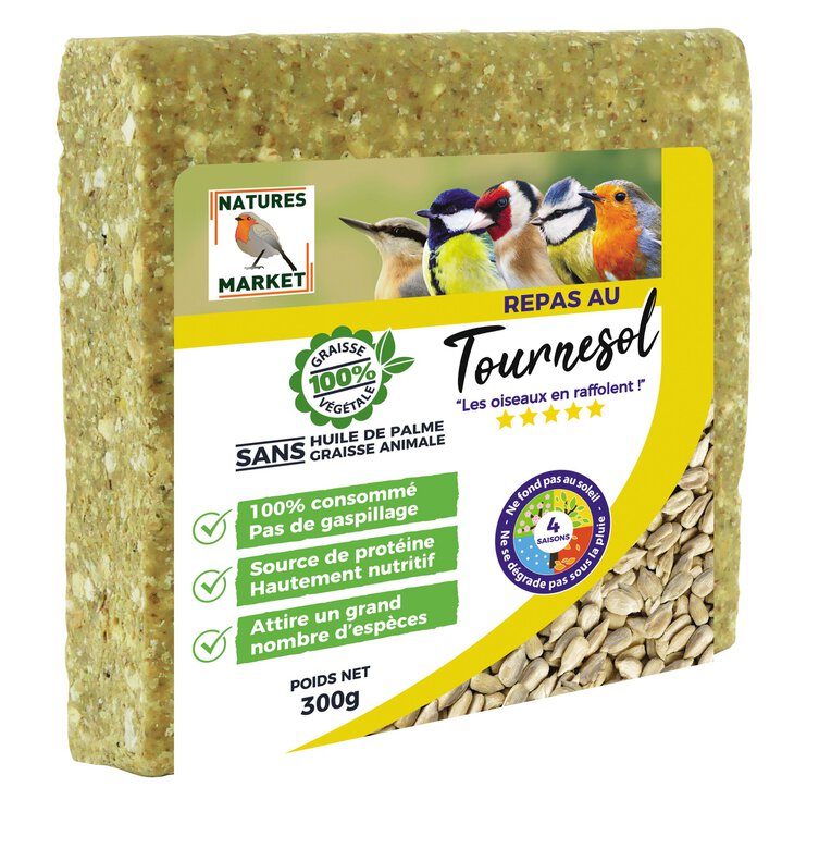 Natures Market - Graisse Végétale aux Tournesols pour Oiseaux des Jardins - 300g Image numéro 1 Natures Market - Graisse Végétale aux Tournesols pour Oiseaux des Jardins - 300g Image numéro 1