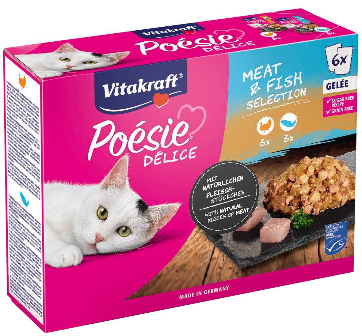 Vitakraft - Multipack Po&eacute;sie D&eacute;lice en Gel&eacute;e Viande et Poisson pour Chats - 6x85g Image num&eacute;ro 1