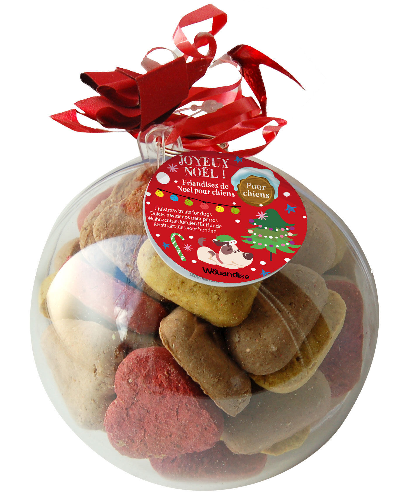 Wouapy - Boule Friandises Canibull No&euml;l &agrave; la Viande pour Chien - 205g Image num&eacute;ro 1