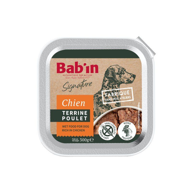 Bab'in - Terrine au poulet pour Chiens  - 300g Image num&eacute;ro 1