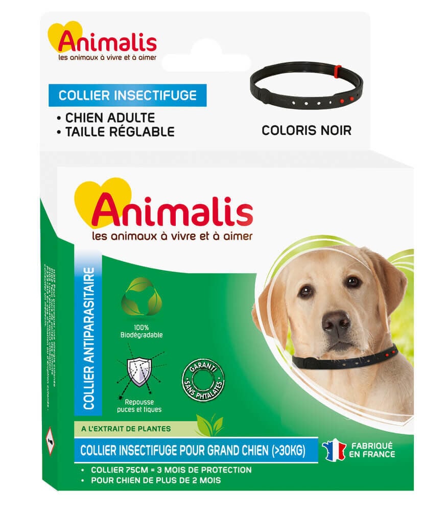 Animalis - Collier Antiparasitaire Noir pour Grand Chien - 75cm Image num&eacute;ro 1