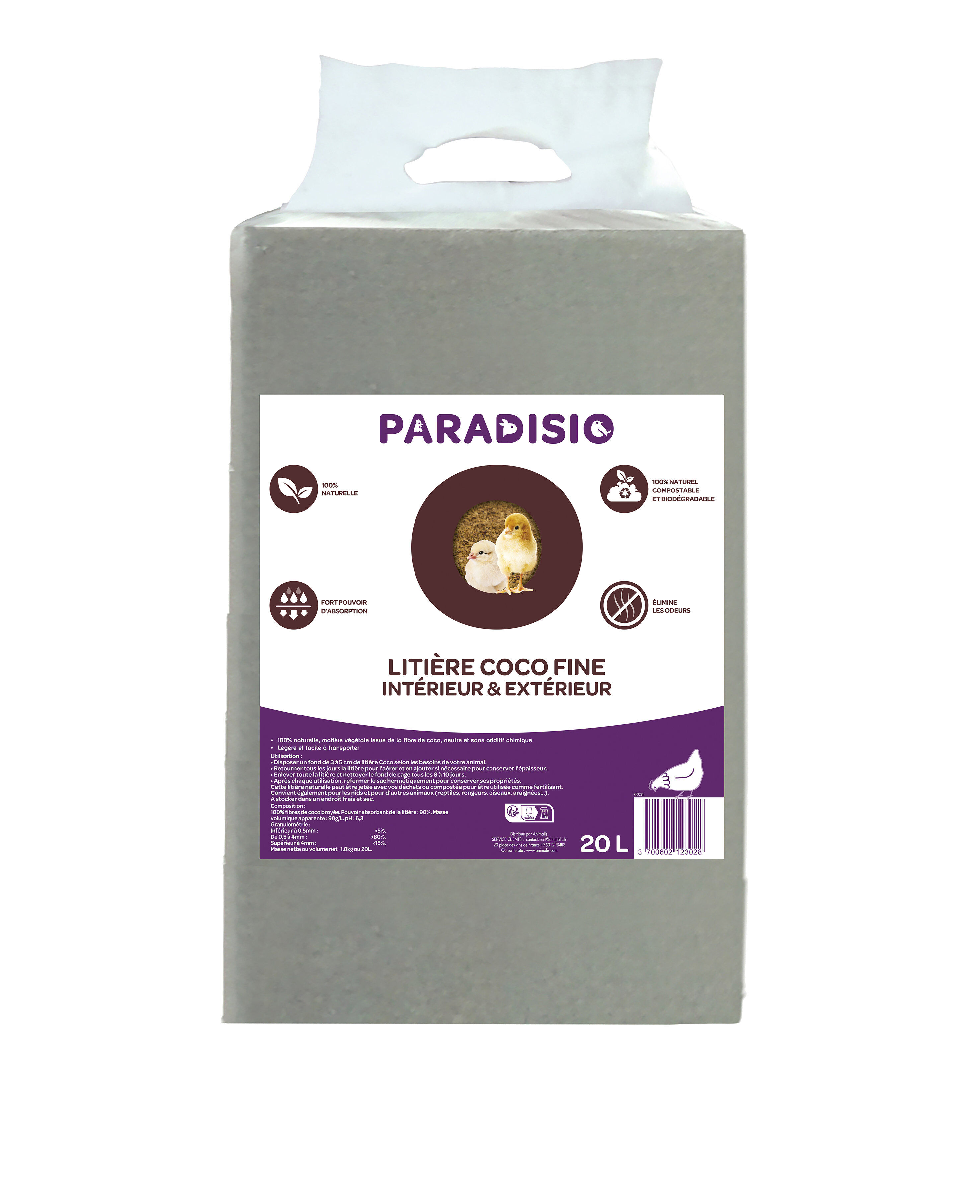 Paradisio - Liti&egrave;re Coco Fine pour Basse Cour - 20L Image num&eacute;ro 1