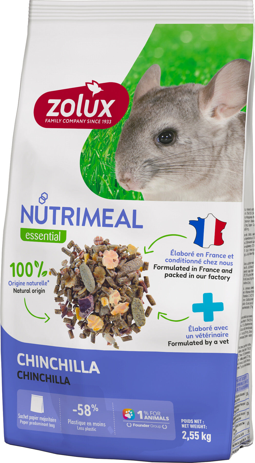 Zolux - M&eacute;lange Aliment Nutrimeal Pour Chinchilla - 2,55kg Image num&eacute;ro 1