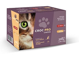 Croc Pro - Bouchées en Sauce Poulet et Volaille pour Chatons - 12x100g