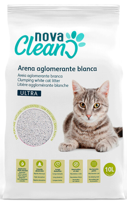 Nova Clean - Liti&egrave;re Agglom&eacute;rante sans Parfum Ultra Absorbante pour Chats - 10L Image num&eacute;ro 1