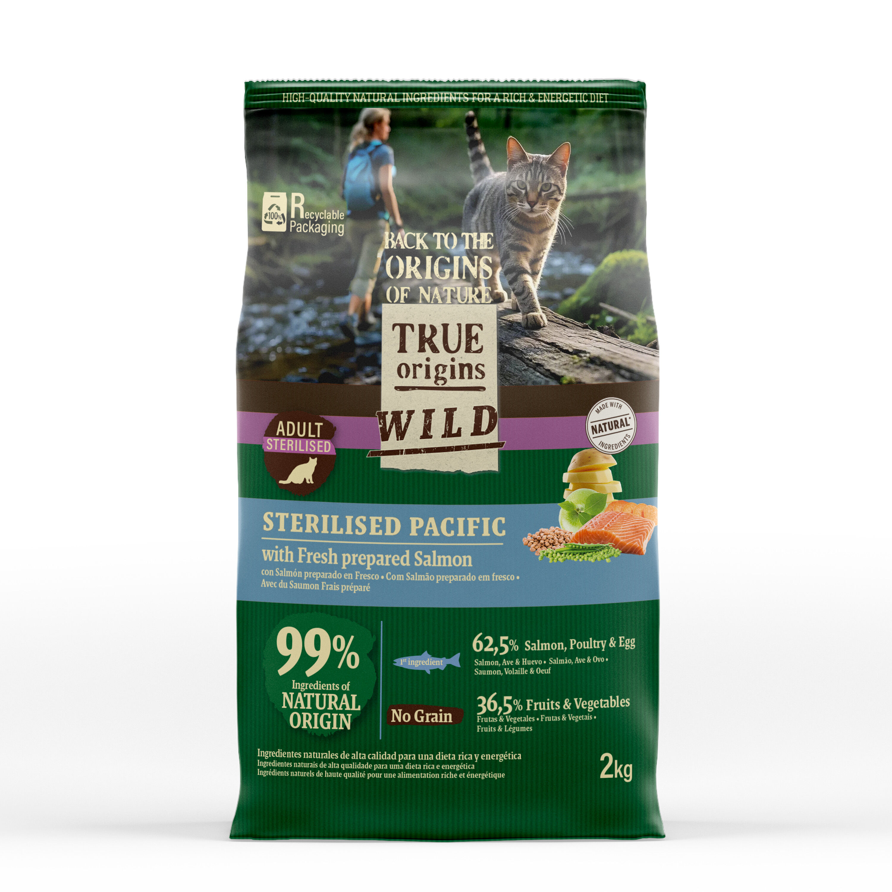 True Origins Wild - Croquettes Saumon pour Chats Adultes St&eacute;rilis&eacute;s - 2kg Image num&eacute;ro 1