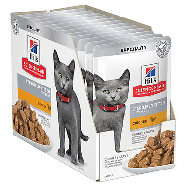 Hill's Science Plan - Sachet Repas Kitten Stérilisé au Poulet pour Chaton - 12x85g