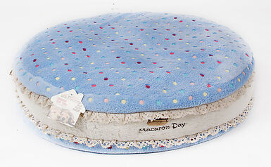Ferribiella - Coussin Macaron Déhoussable Bleu pour Chiens - 60cm