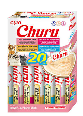 Inaba - Kit Friandises Churu Variétés Fruits de Mer pour Chats - 20x14g