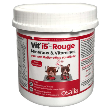 Osalia - Complément Vit'i5 Rouge Minéraux & Vitamines pour Chiens et Chats - 600g