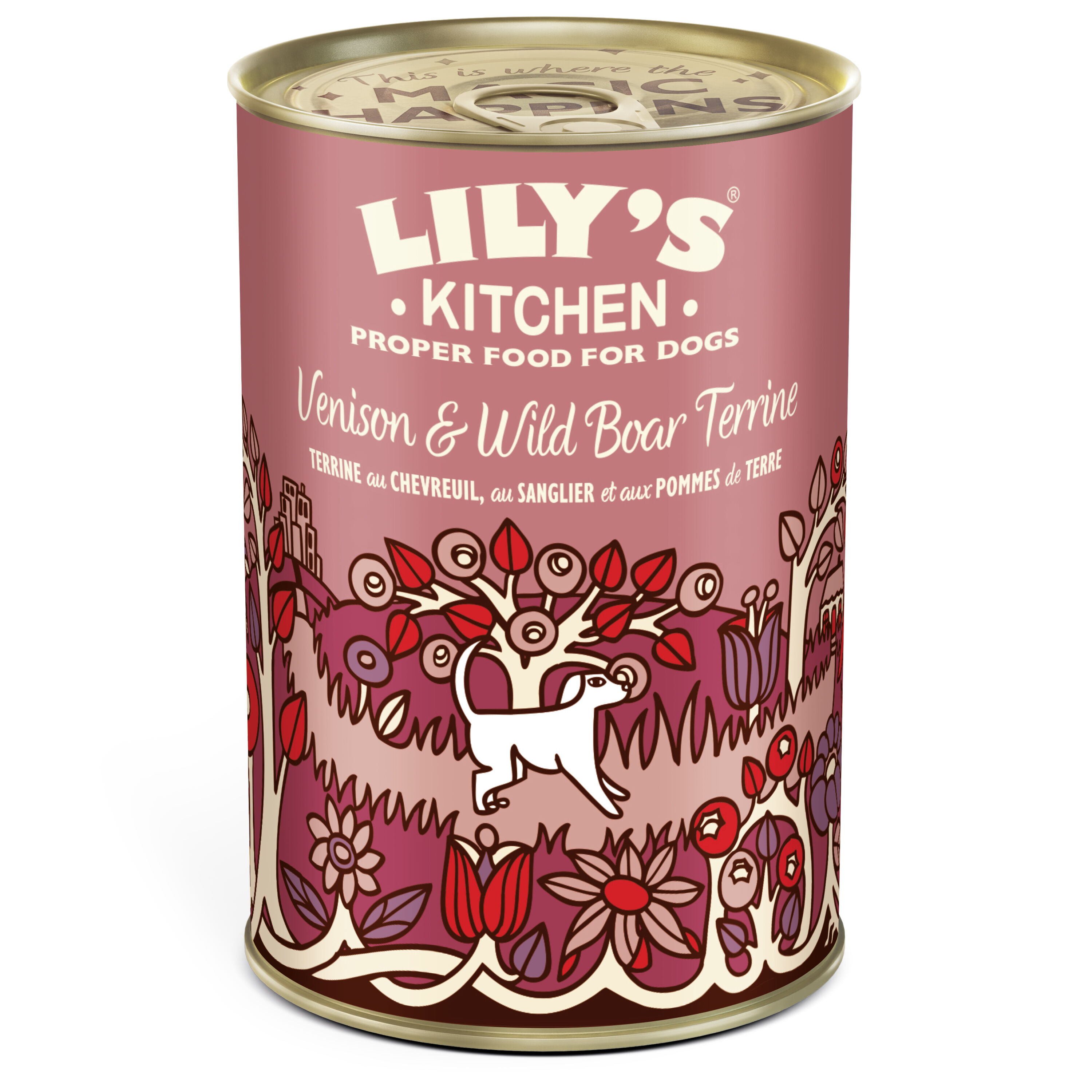Lily's Kitchen - P&acirc;t&eacute;e sans C&eacute;r&eacute;ales Chevreuil Sanglier et Pomme de Terre pour Chiens Adultes - 400g Image num&eacute;ro 1