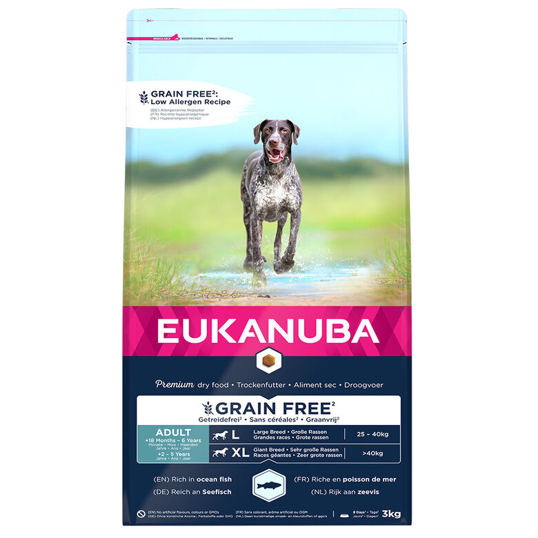 Eukanuba -  Croquettes Chien Adulte Sans Céréales Grandes Races Riche en Poissons - 3kg Image numéro 1 Eukanuba -  Croquettes Chien Adulte Sans Céréales Grandes Races Riche en Poissons - 3kg Image numéro 1