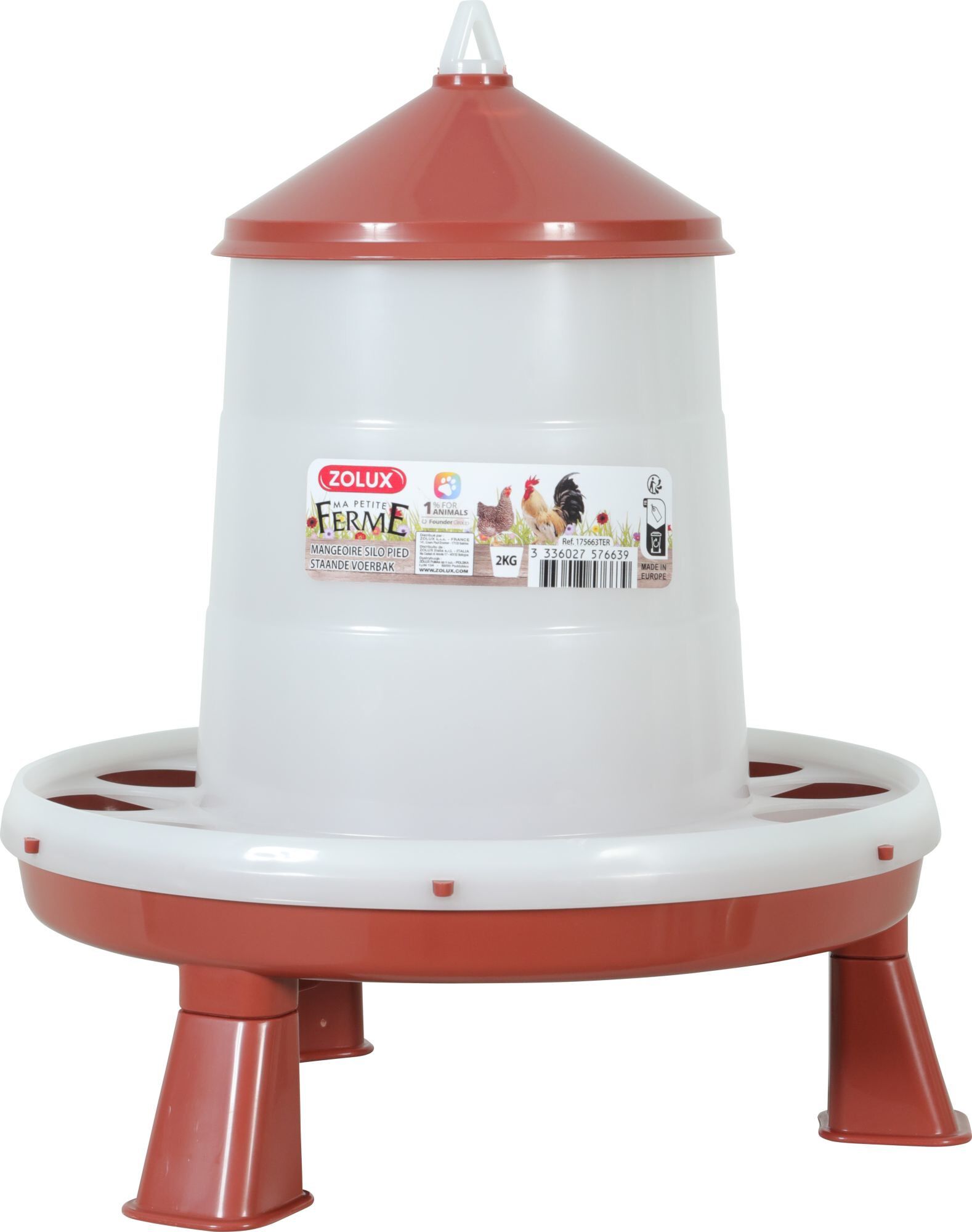 Zolux - Mangeoire Silo Terra sur Pied pour Basse Cour - 2Kg Image num&eacute;ro 1