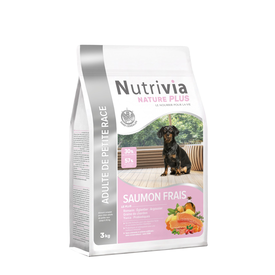 Nutrivia Nature Plus - Croquettes Naturelles au Saumon Frais pour Chien de Petite Race - 3Kg