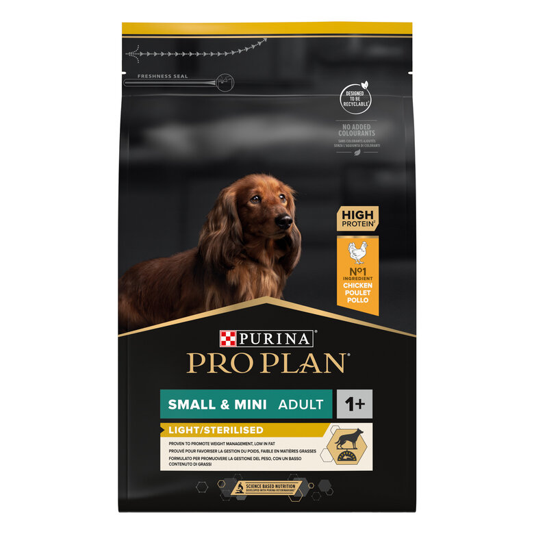 Pro Plan - Croquettes OPTIWEIGHT Small & Mini Light Sterilised Poulet pour Chien - 3Kg Image numéro 1 Pro Plan - Croquettes OPTIWEIGHT Small & Mini Light Sterilised Poulet pour Chien - 3Kg Image numéro 1