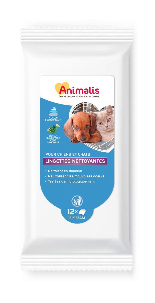 Animalis - Lingettes Nettoyantes Alun pour Chien et Chat - x12 Image num&eacute;ro 1