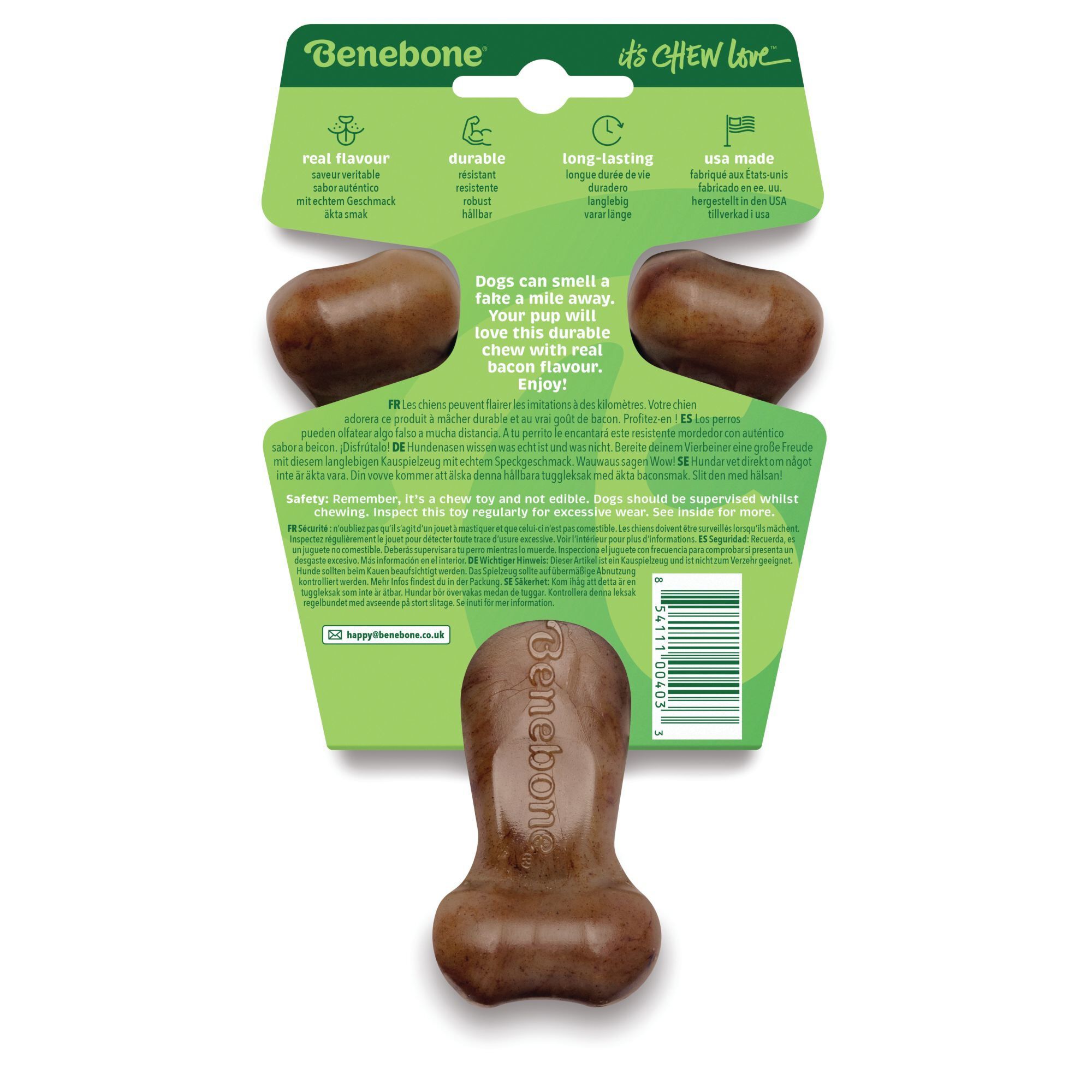 Benebone - Jouet Os A Macher Wishbone Bacon - S Image num&eacute;ro 2