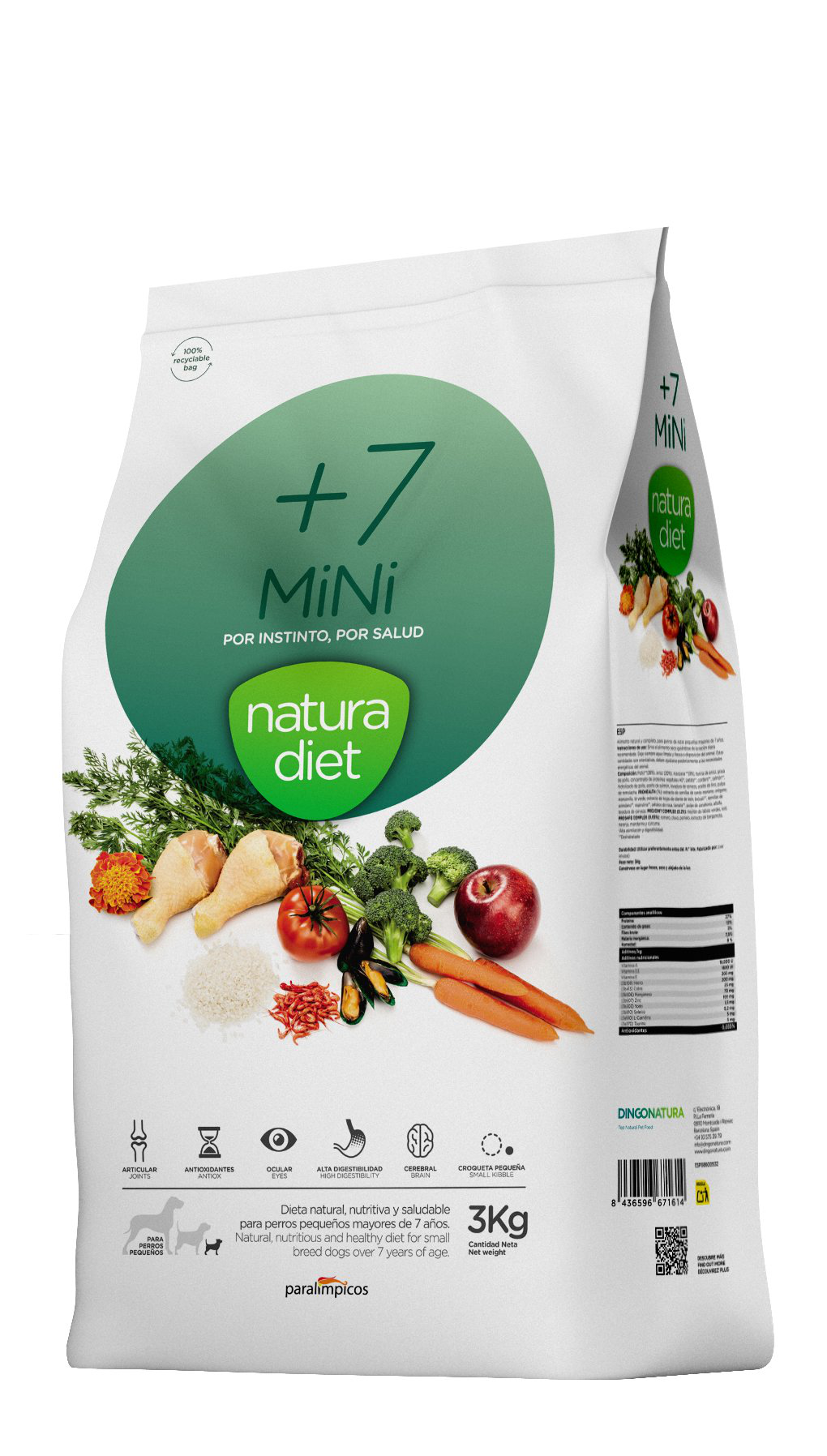 Natura Diet - Croquettes Mini Adulte +7 pour Chien - 3Kg Image num&eacute;ro 1