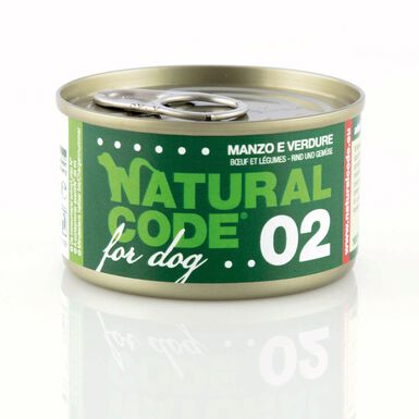 Natural Code - Pâtée Bœuf et légumes 02 pour Chiens - 90g